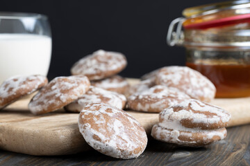iced sugar gingerbread on a cutting board