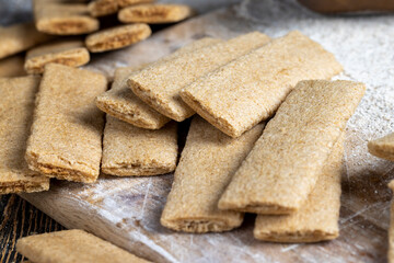 wheat long cookies stuffed with mashed different fruits