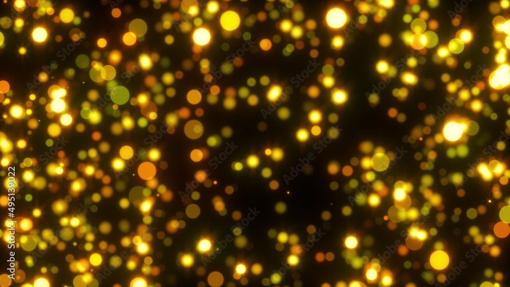 Poster gold glowing particles. computer generated 3d render