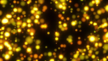 Gold glowing particles. Computer generated 3d render