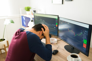 Worried man sad because of a bad business