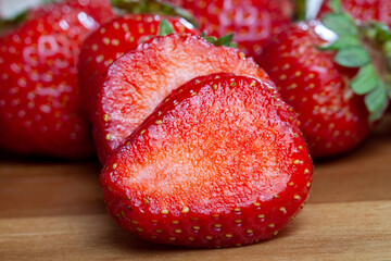 ripe red strawberries are used for making desserts