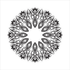 mandala vector, black and white outline