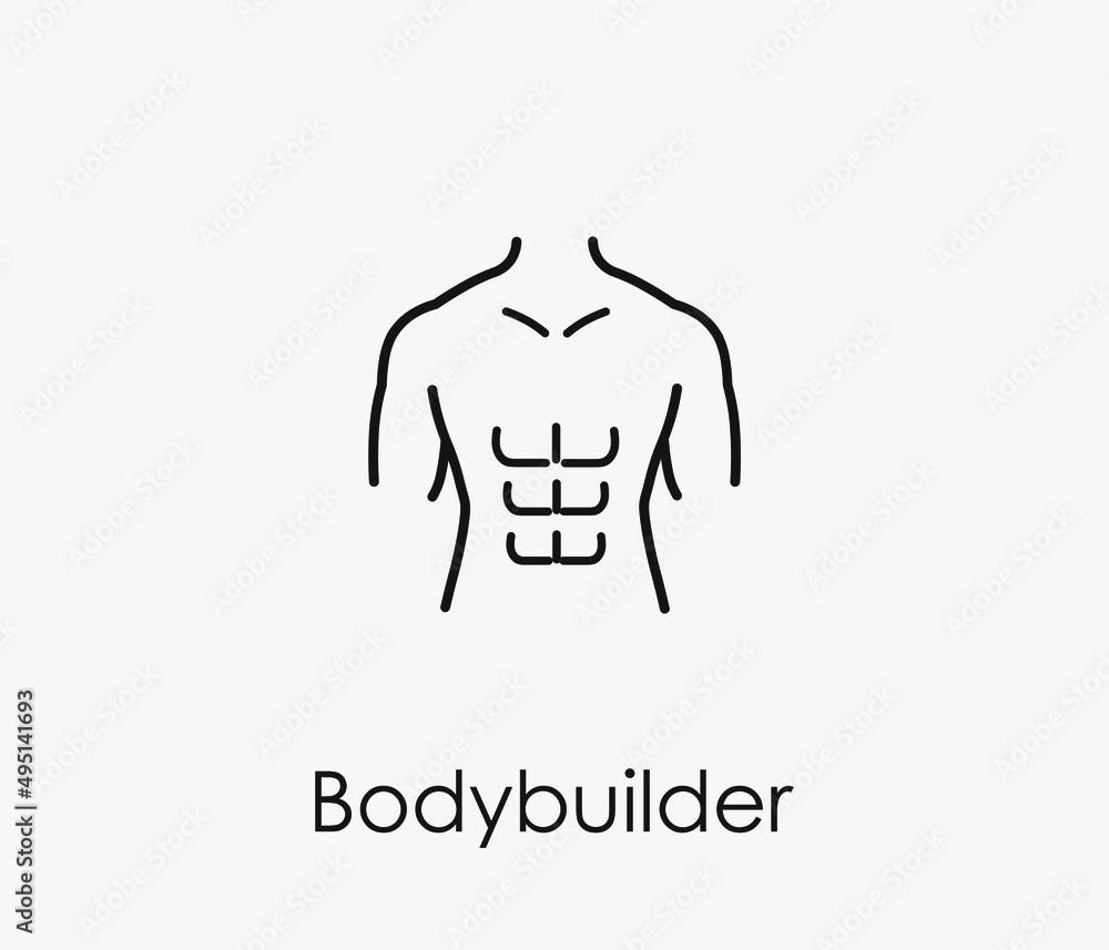 Poster bodybuilder vector icon. editable stroke. symbol in line art style for design, presentation, website
