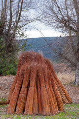 Wicker blocks collected for handicraft work