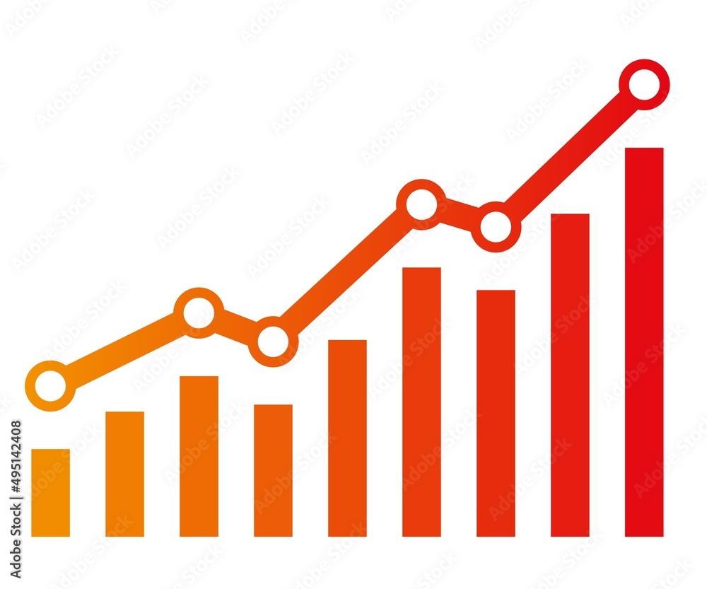 Poster graph with increase report. diagram with rise and gain progress