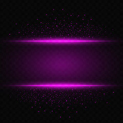 Lights lines effects isolated on transparent background. Abstract pink rays with sparks effect. Vector glow border template with lights for your advertising design.