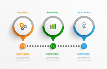 Business infographic design template with 3 options, steps or processes. Can be used for workflow layout, diagram, annual report, web design 