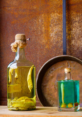 Traditional alcohol drinks on shelf