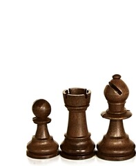 chess pieces on a chess board ready for battle stock photo