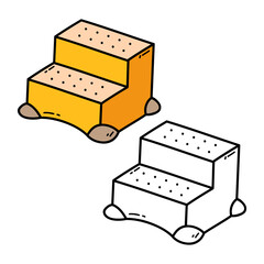 Vector illustration coloring page of doodle stand with example  for children and scrap book