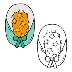 Vector illustration coloring page of doodle   carrier with example  for children and scrap book