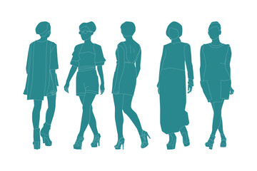 Vector illustration of elegant women bundle.