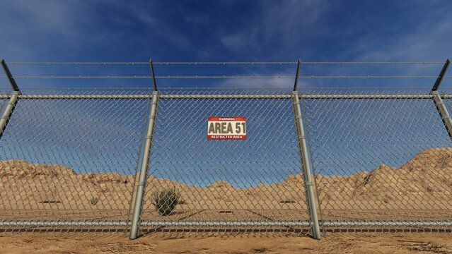 Sign of restricted area 51 3D rendering