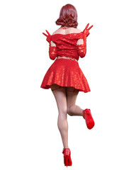 Beautiful woman in short evening mini dress.