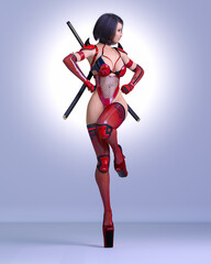 3D assassin woman render. © vladnikon