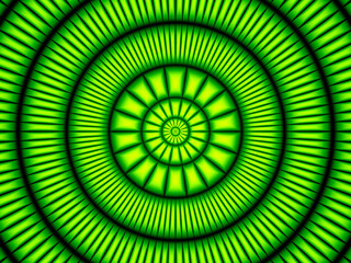 Circle shape pattern created by green squares from center spread out digital illustration