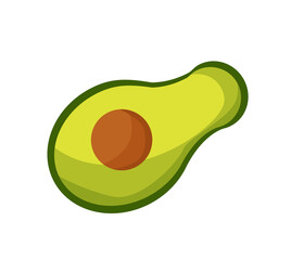 Cut avocado. Vector cartoon illustration.