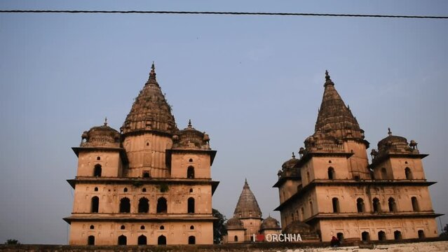 Morning View of Royal Cenotaphs (Chhatris) of Orchha, Madhya Pradesh, India, Orchha the lost city of India, Indian archaeological sites