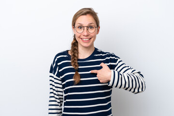 Young caucasian woman isolated on white background with surprise facial expression