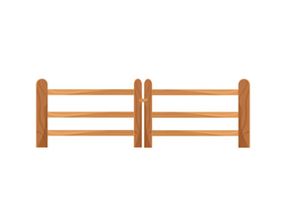 Fototapeta premium Wooden fence. Vector cartoon illustration.