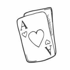 Vector hand drawn doodle Ace playing cards diamonds