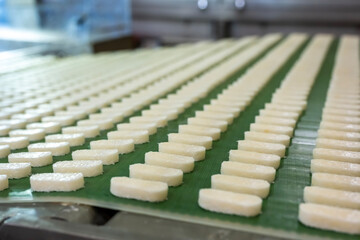 Obraz premium Production of chocolate bars. Confectionery factory.