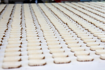 Fototapeta premium Production of chocolate bars. Confectionery factory.