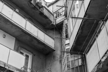 Inside corner of apartment building