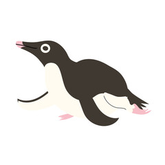 Black Penguin vector illustration isolated on white background. Flat simple style
