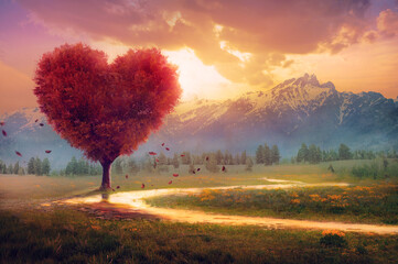 Obraz na płótnie Canvas Heart Tree in the Mountains