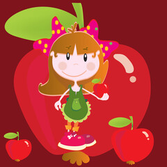 a girl with an apple