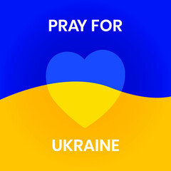 Pray for Ukraine sign. Illustration with colors of Ukrainian flag. Vector isolated on white	