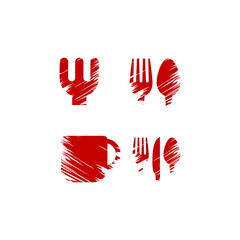 Fototapeta premium vector illustration set of spoons, knives, cutlery for icons, symbols and logos of restaurants, cafes and other places to eat