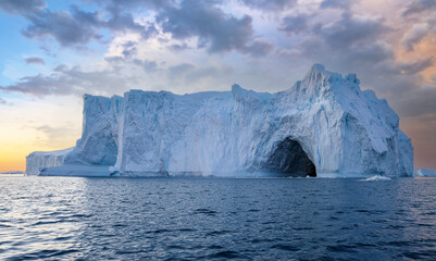 Big icebergs floating over sea