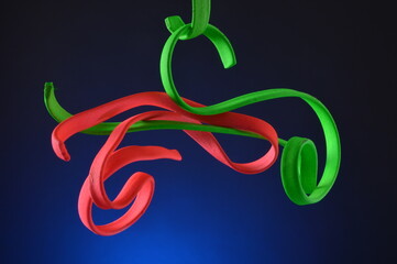 Neon fettuccine abstract close up