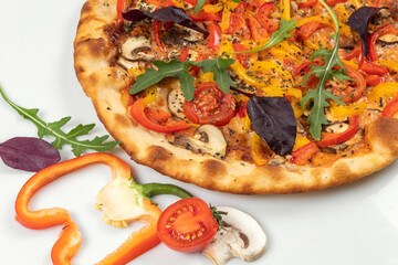 pizza tomato pepper mushrooms vegetables