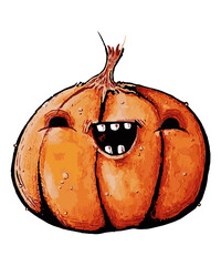 Happy Pumpkin Watercolor Halloween