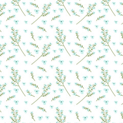 Botanical seamless vector pattern with simple abstract flowers. Elegant floral print for fabric.