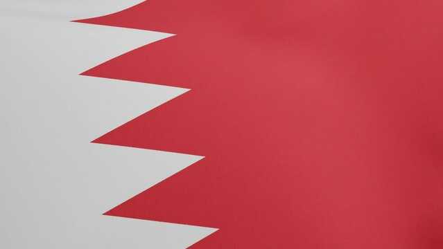 National flag of Bahrain waving original size and colors 3D Render, alam al Bahrayn or Flag of the Kingdom of Bahrain textile symbolize the five pillars of Islam