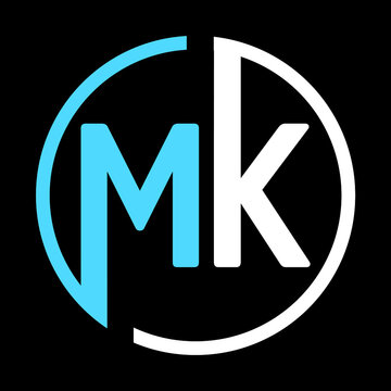 MK letter logo design on Black background. Initial Monogram Letter MK Logo Design Vector Template.