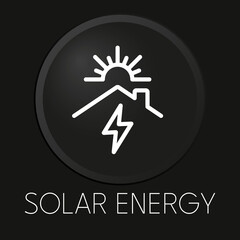  Solar energy  minimal vector line icon on 3D button isolated on black background. Premium Vector.