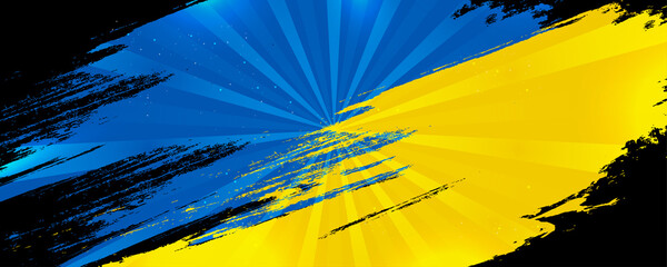 Ukraine Flag with Brush Concept. Flag of Ukraine in Grunge Style. Hand Painted Brush Flag of Ukraine Country