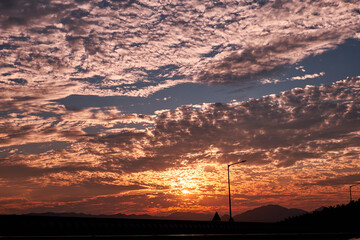 Fototapeta na wymiar Sunset and intense clouds in South Korea.