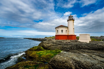 Fototapeta na wymiar Coquille River Lighthouse on the Pacific Coast of Oregon State-USA