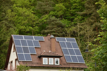 Solar panels on roof of house in Germany 2017