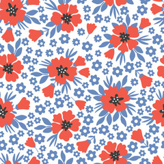 Poppies seamless pattern. Flowers background for fabric, wallpaper, wrapping paper, scrapbooking layout