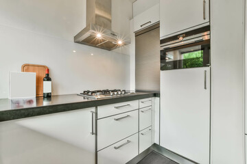 Compact kitchen with old furniture but Scandinavian style