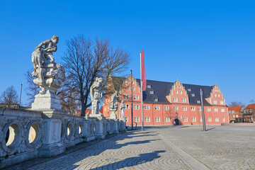 Obraz premium Castle Square of Wolfenbüttel with Castle and Armoury, in Northern Germany, Lower Saxony,