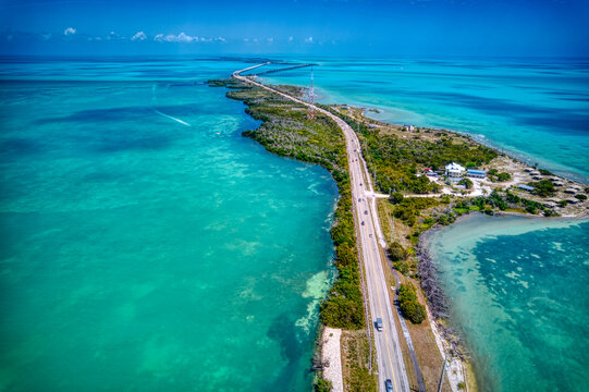 The Overseas Highway in the Florida Keys taken by drone.